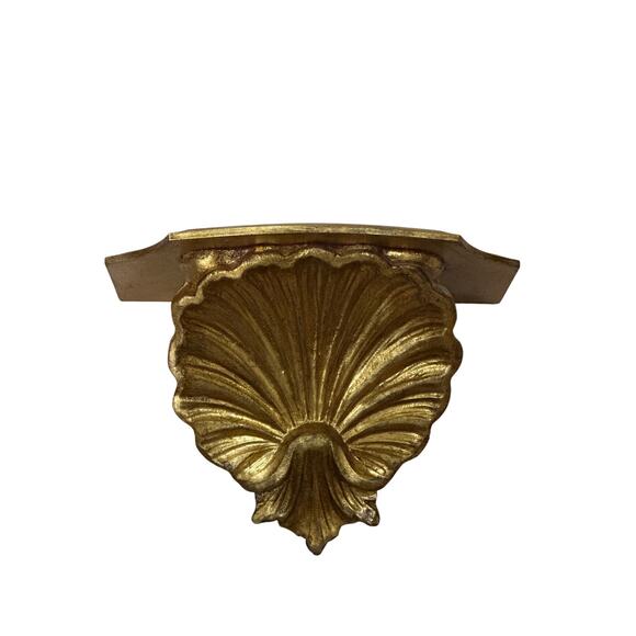 Antique Rococo Made In Italy Vintage Gold Gilt Shell Wall Sconce Ornate - Picture 1 of 8